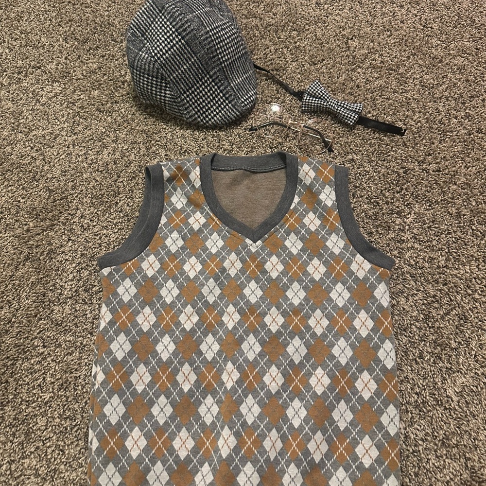 100th day of school set Sweater Vest hat glasses bow tie